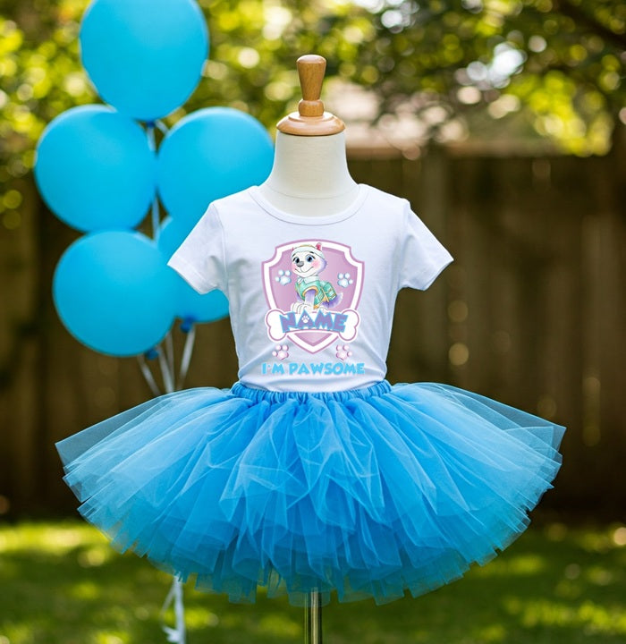 Paw Patrol Everest Tutu Set Girls Personalized Custom Blue Tutu Outfit Dress Theme Cake Smash Party