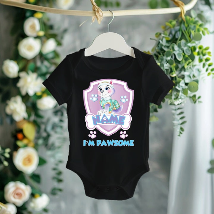 Paw Patrol Everest Personalized Custom Black T-Shirt or Onesie Theme Cake Smash Party