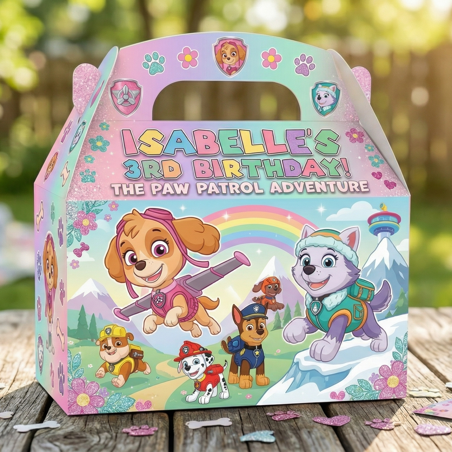 (Pack of 6) Paw Patrol Girls Custom Personalized Birthday Party Favor Gable Treat Boxes