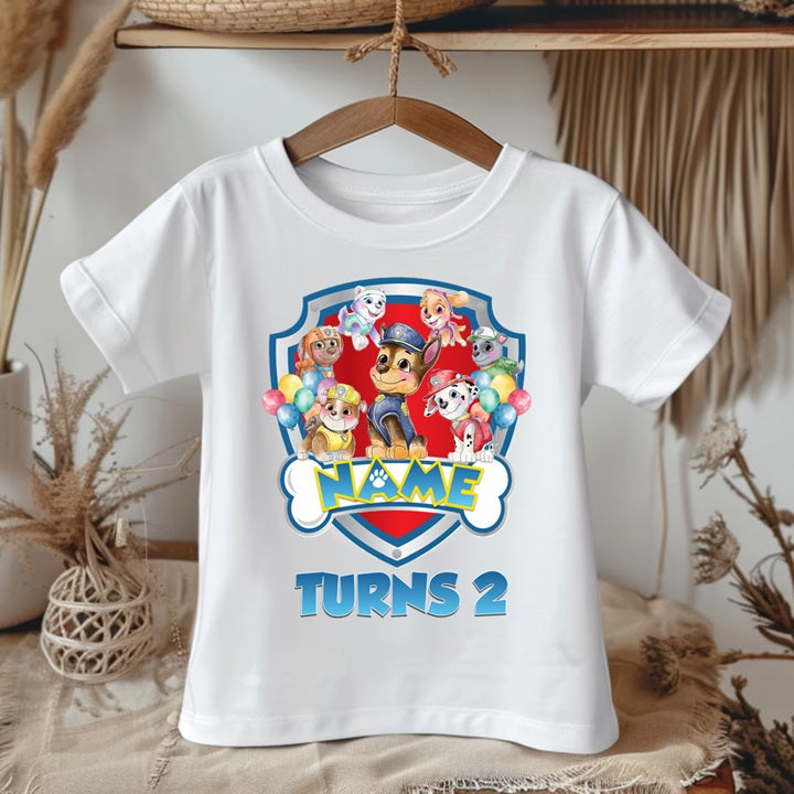 Paw Patrol Group Personalized Custom White Family T-Shirt or Onesie Pack Theme Cake Smash Birthday Party