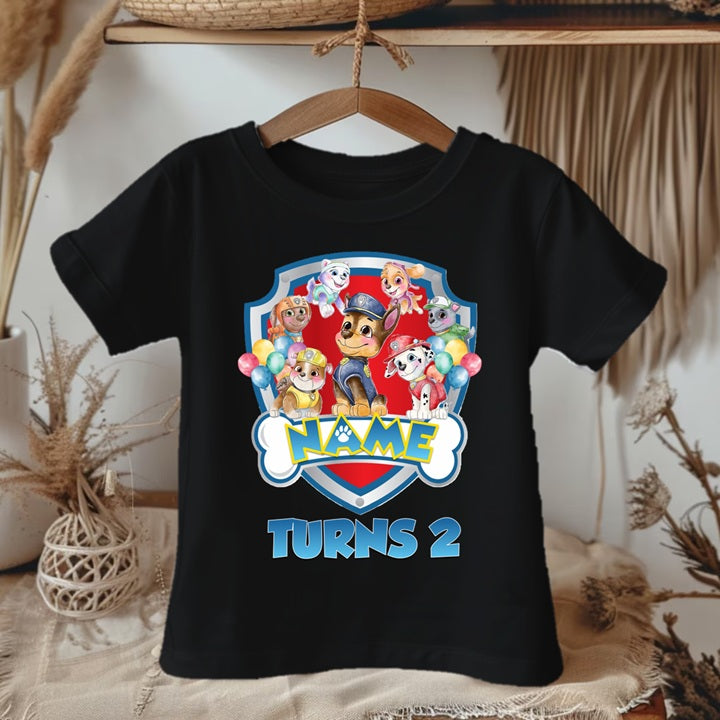 Paw Patrol Group Personalized Custom Black Family T-Shirt or Onesie Pack Theme Cake Smash Birthday Party