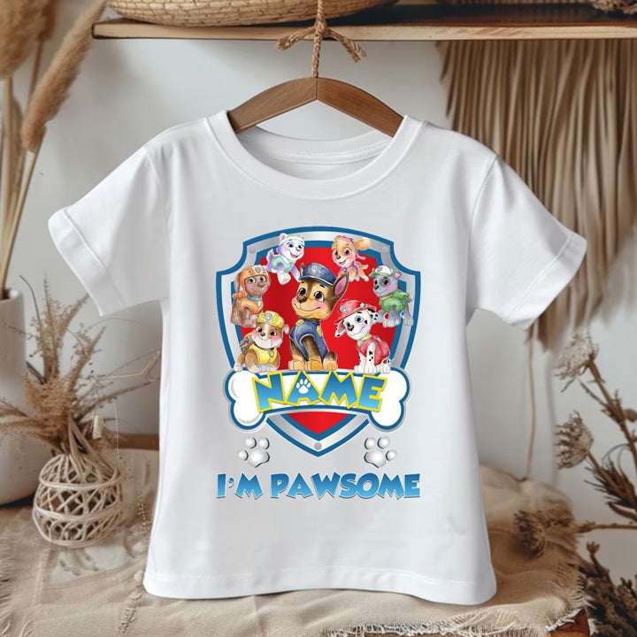 Paw Patrol Group Personalized Custom White T-Shirt or Onesie Theme Cake Smash Party
