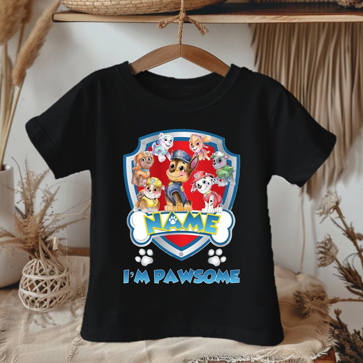 Paw Patrol Group Personalized Custom Black T-Shirt or Onesie Theme Cake Smash Party