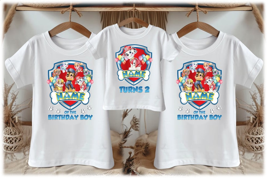 Paw Patrol Marshall Personalized Custom White Family T-Shirt or Onesie Pack Theme Cake Smash Birthday Party