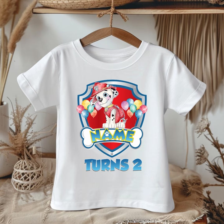 Paw Patrol Marshall Personalized Custom White Family T-Shirt or Onesie Pack Theme Cake Smash Birthday Party