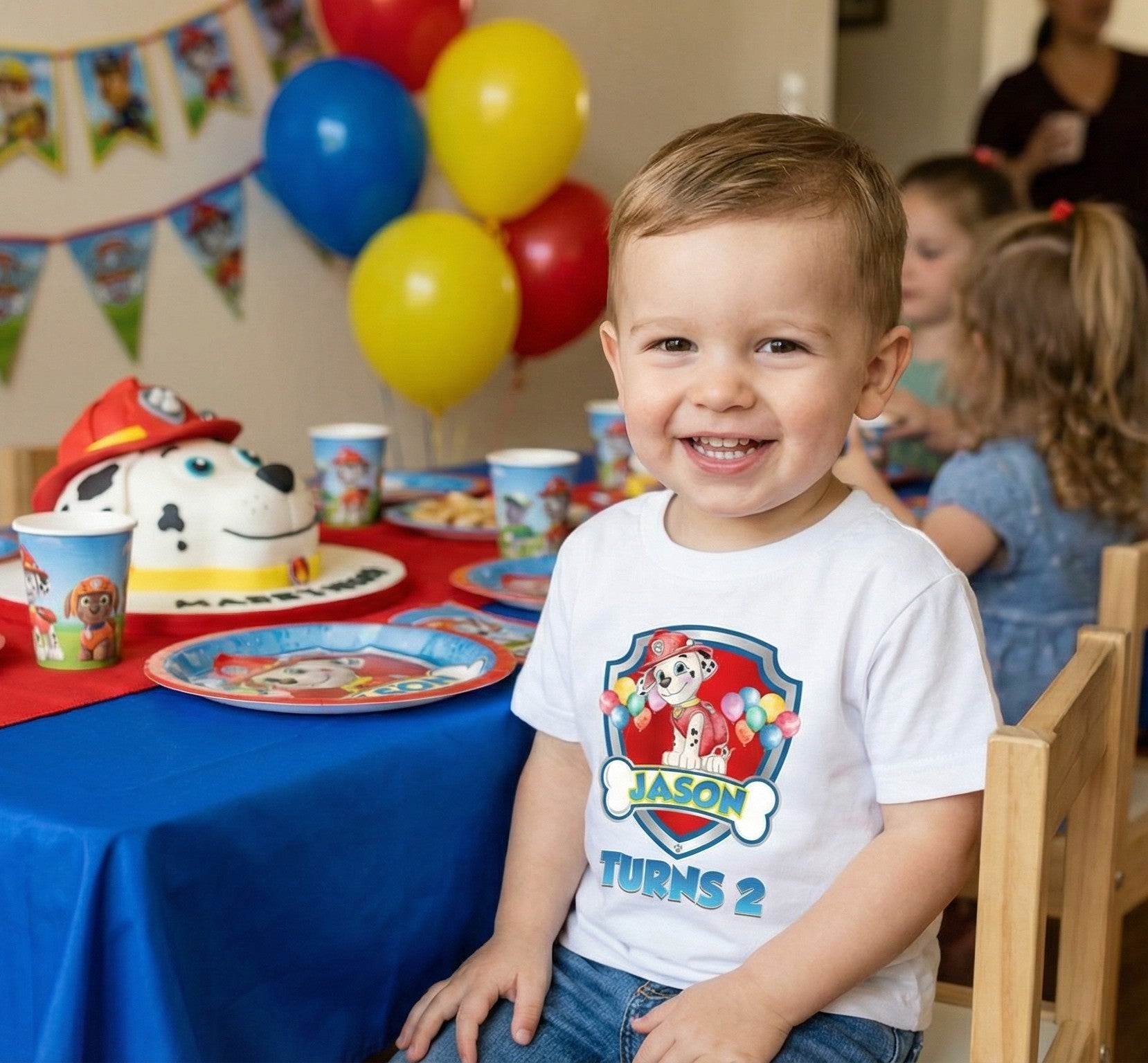 Paw Patrol Marshall Personalized Custom White T-Shirt or Onesie Theme Cake Smash Birthday Party