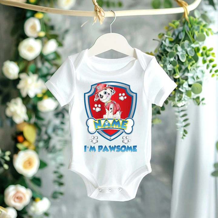 Paw Patrol Marshall Personalized Custom White T-Shirt or Onesie Theme Cake Smash Party