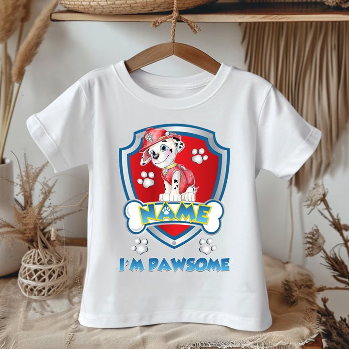 Paw Patrol Marshall Personalized Custom White T-Shirt or Onesie Theme Cake Smash Party