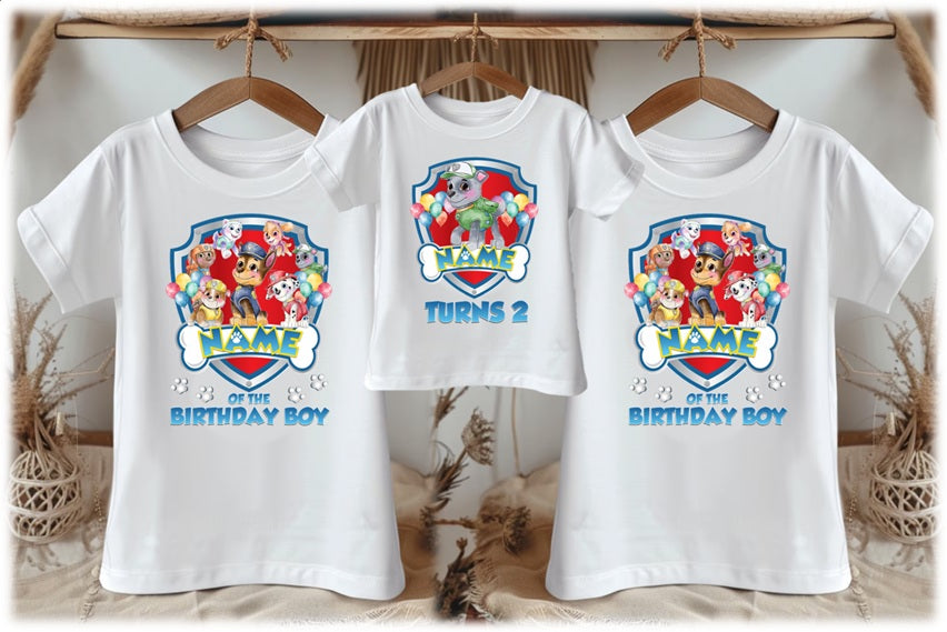 Paw Patrol Rocky Personalized Custom White Family T-Shirt or Onesie Pack Theme Cake Smash Birthday Party
