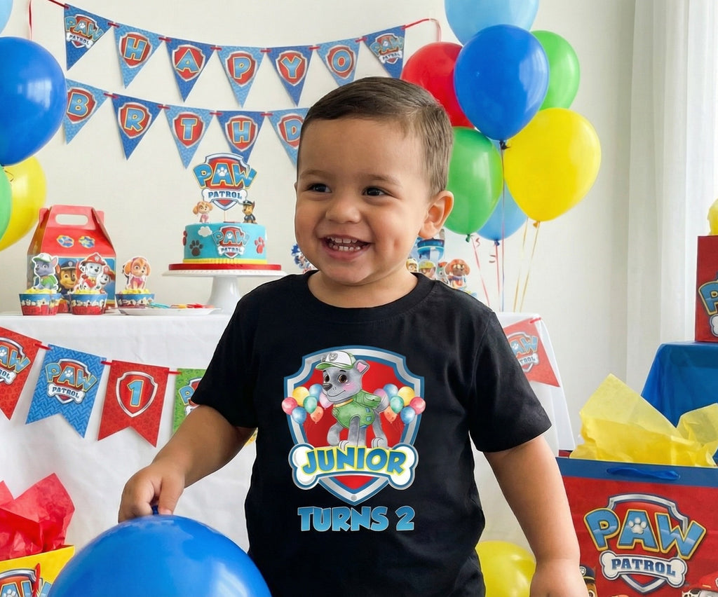 Paw Patrol Rocky Personalized Custom Black T-Shirt or Onesie Theme Cake Smash Birthday Party