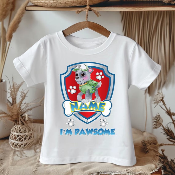 Paw Patrol Rocky Personalized Custom White T-Shirt or Onesie Theme Cake Smash Party