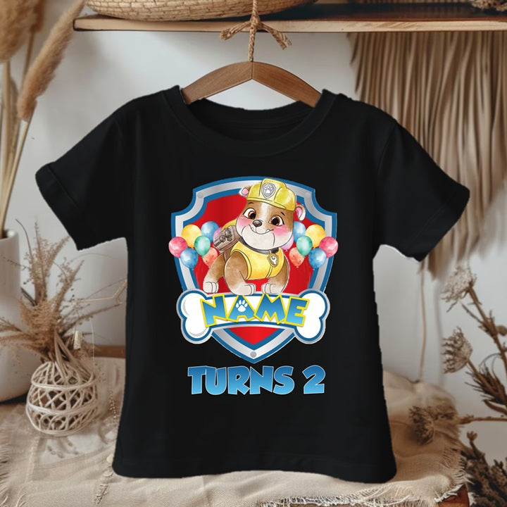 Paw Patrol Rubble Personalized Custom Black Family T-Shirt or Onesie Pack Theme Cake Smash Birthday Party