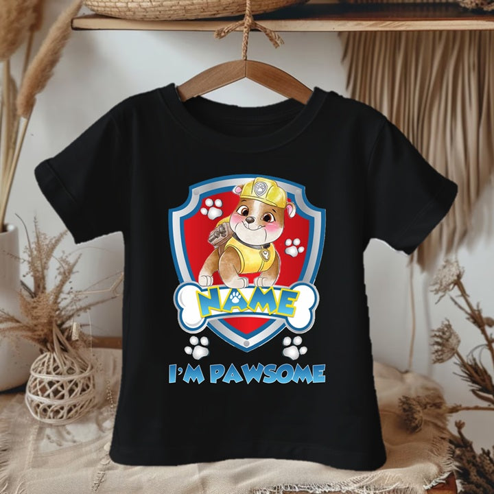 Paw Patrol Rubble Personalized Custom Black T-Shirt or Onesie Theme Cake Smash Party