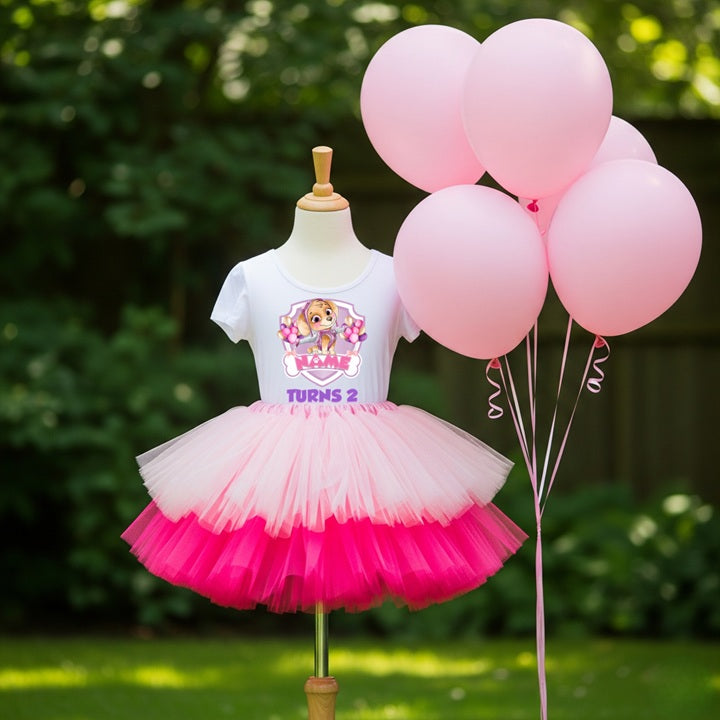 Paw Patrol Skye Tutu Set Girls Personalized Custom Pink Hot Pink Tutu Outfit Dress Theme Cake Smash Birthday Party