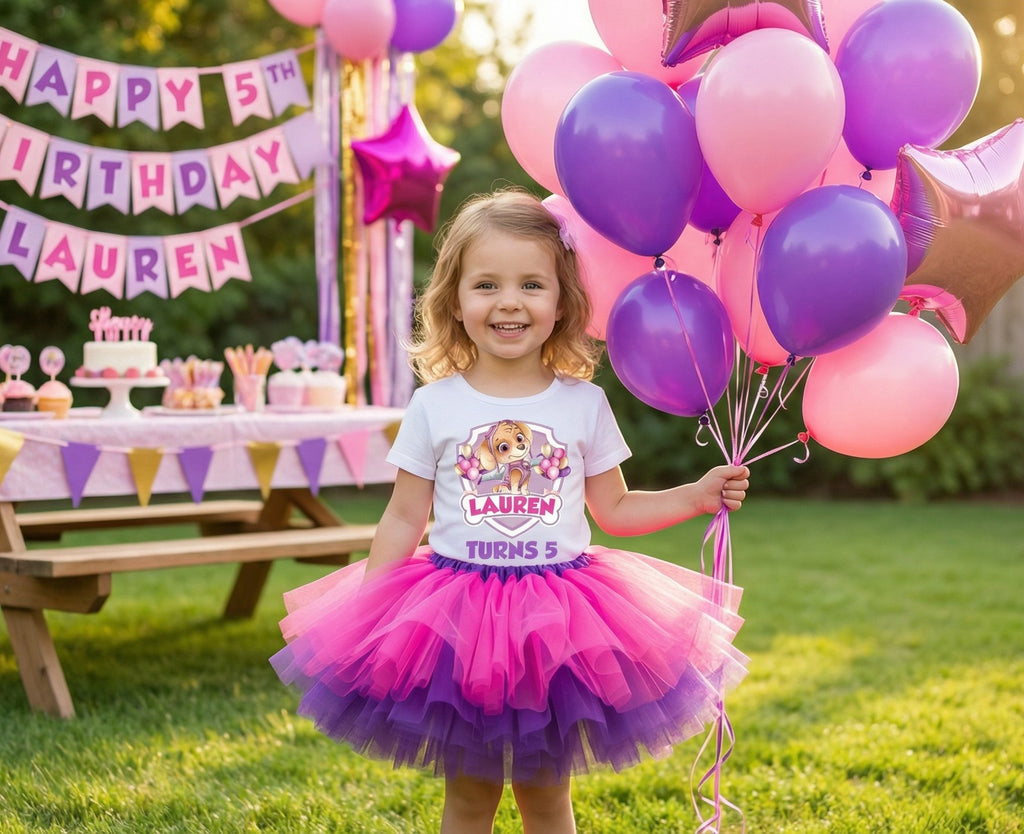Paw Patrol Skye Tutu Set Girls Personalized Custom Hot Pink Purple Tutu Outfit Dress Theme Cake Smash Birthday Party