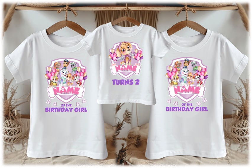 Paw Patrol Skye Personalized Custom White Family T-Shirt or Onesie Pack Theme Cake Smash Birthday Party