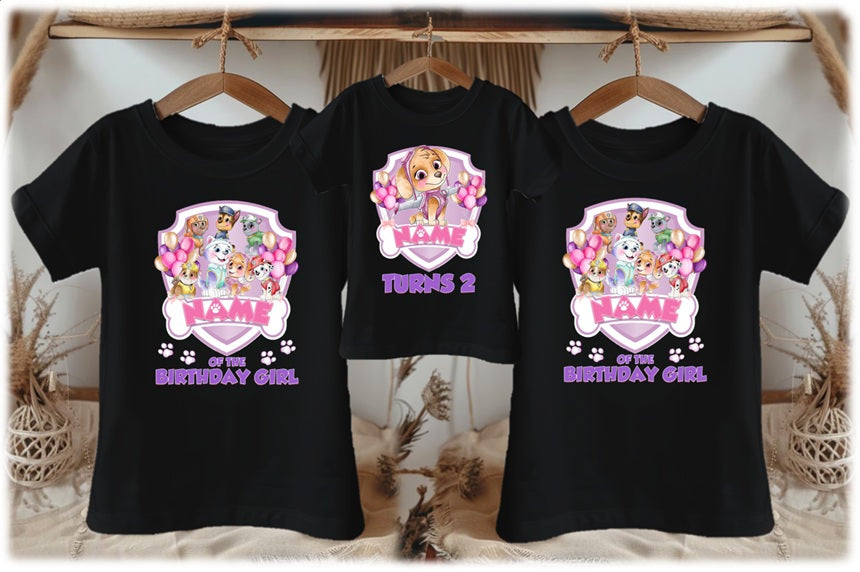 Paw Patrol Skye Personalized Custom Black Family T-Shirt or Onesie Pack Theme Cake Smash Birthday Party