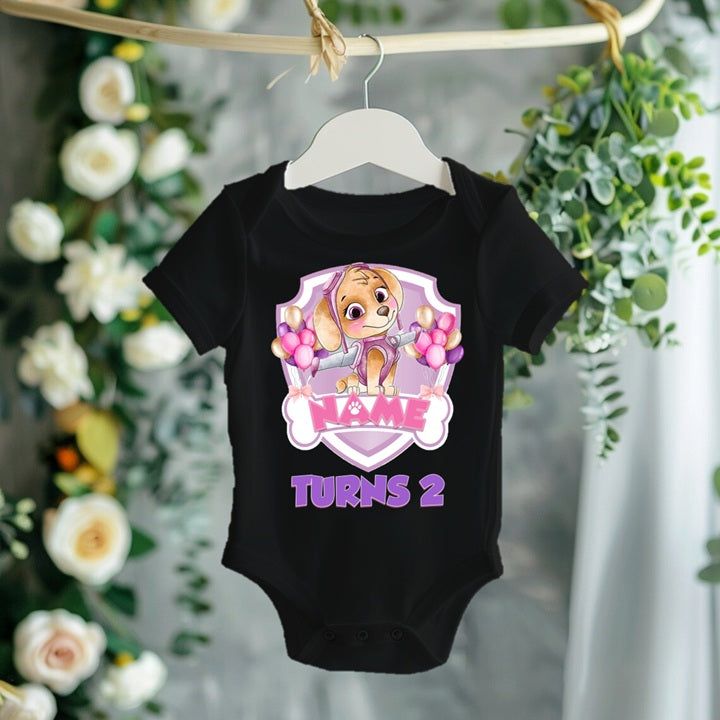 Paw Patrol Skye Personalized Custom Black Family T-Shirt or Onesie Pack Theme Cake Smash Birthday Party