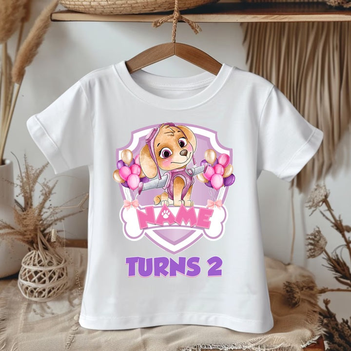 Paw Patrol Skye Personalized Custom White Family T-Shirt or Onesie Pack Theme Cake Smash Birthday Party