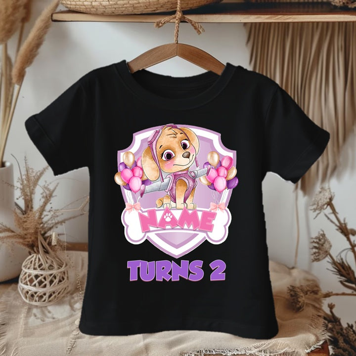 Paw Patrol Skye Personalized Custom Black Family T-Shirt or Onesie Pack Theme Cake Smash Birthday Party