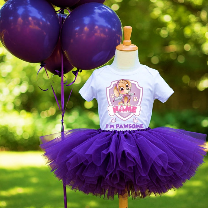 Paw Patrol Skye Tutu Set Girls Personalized Custom Purple Tutu Outfit Dress Theme Cake Smash Party