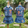 Personalized Custom Name Paw Patrol Skye Everest Denim Vest & Skirt Set Birthday Party Cake Smash Gift