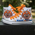 Custom Paw Patrol Zuma High-Top Sneakers Shoes Personalized with Name, Ribbon Laces & Rhinestones Birthday Parties Everyday Gift