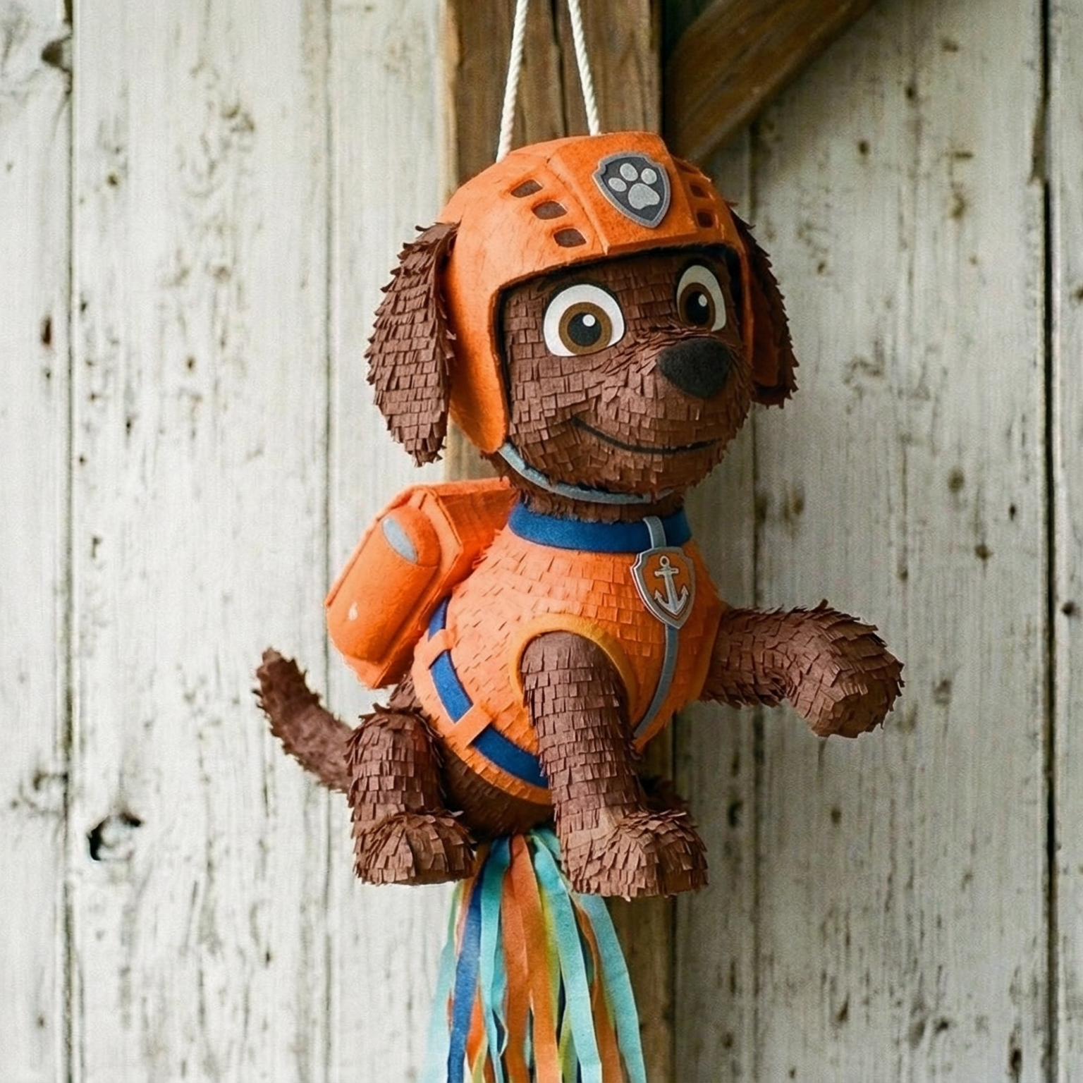 Premium Handmade 30-Inch Paw Patrol Zuma Character Pull-String Piñata Table Decor Party Centerpiece
