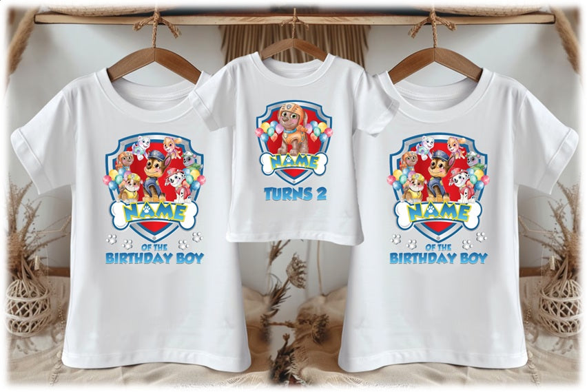 Paw Patrol Zuma Personalized Custom White Family T-Shirt or Onesie Pack Theme Cake Smash Birthday Party