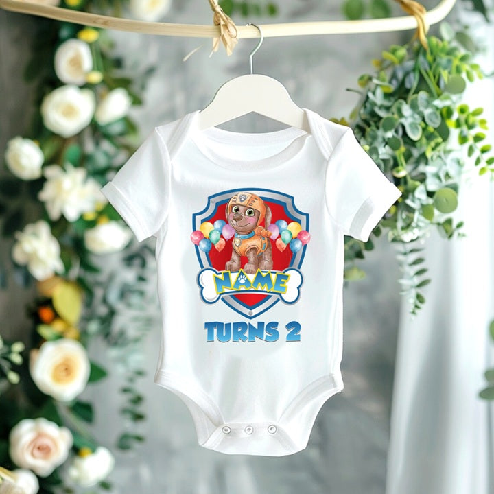Paw Patrol Zuma Personalized Custom White T-Shirt or Onesie Theme Cake Smash Birthday Party
