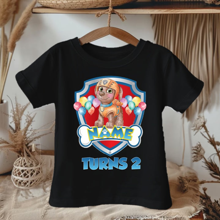 Paw Patrol Zuma Personalized Custom Black T-Shirt or Onesie Theme Cake Smash Birthday Party