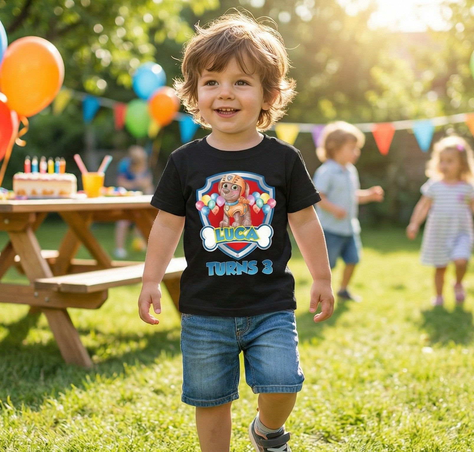Paw Patrol Zuma Personalized Custom Black T-Shirt or Onesie Theme Cake Smash Birthday Party