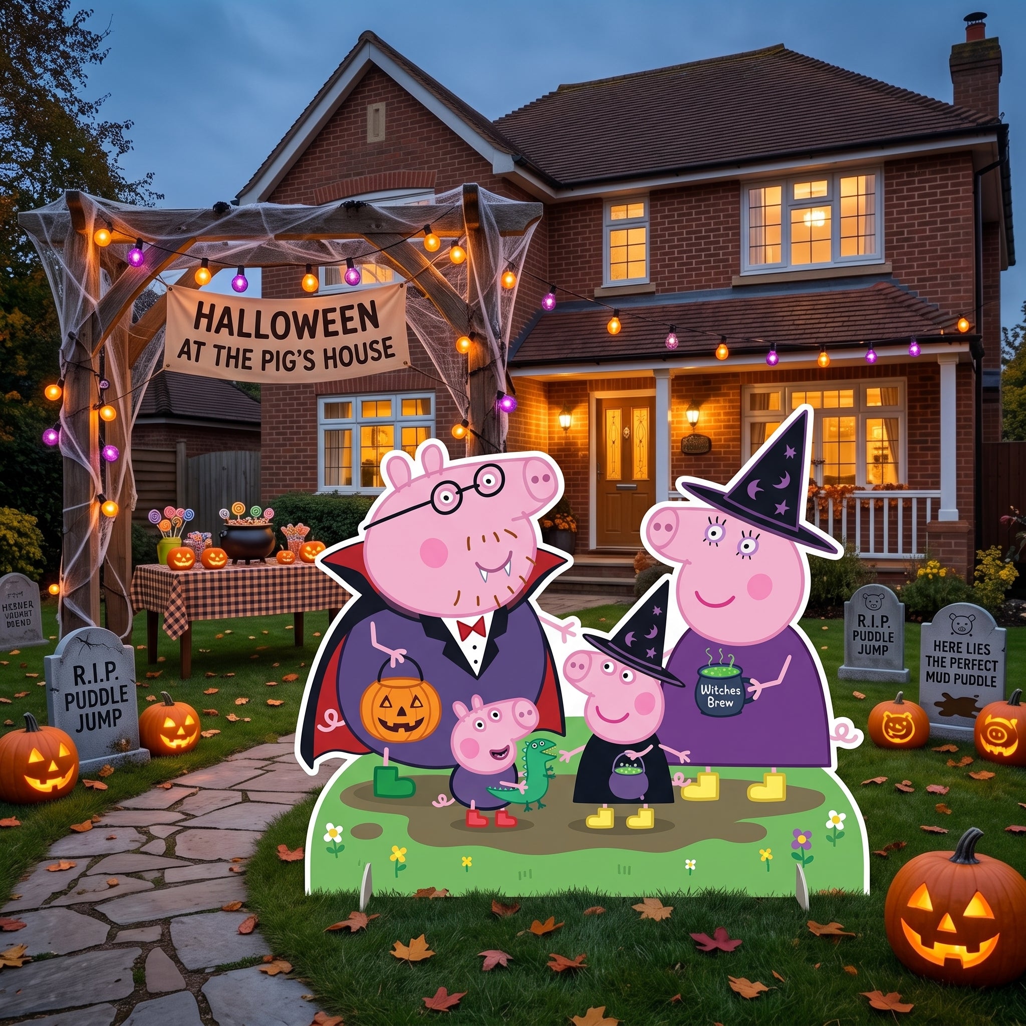 Life Size Peppa Pig Halloween Character Premium Freestanding Cutouts Yard Sign Decor Party Prop
