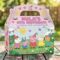 (Pack of 6) Peppa Pig Custom Personalized Birthday Party Favor Gable Treat Boxes