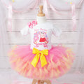Peppa Pig Tutu Set Girls Personalized Custom Pink Yellow Knots Tutu Outfit Dress Theme Cake Smash Birthday Party