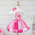 Peppa Pig Tutu Set Girls Personalized Custom Hot Pink White Pink Ribbon Tutu Outfit Dress Theme Cake Smash Birthday Party
