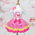 Peppa Pig Tutu Set Girls Personalized Custom Pink Gold Hot Pink Ribbon Trim Tutu Outfit Dress Theme Cake Smash Birthday Party