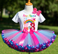 Peppa Pig Party Hat Tutu Set Girls Personalized Custom Hot Pink Blue Purple Ribbon Sewn Trim Tutu Outfit Dress Theme Cake Smash Birthday Party