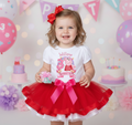 Peppa Pig Tutu Set Girls Personalized Custom Red Hot Pink White Ribbon Trim Tutu Outfit Dress Theme Cake Smash Birthday Party