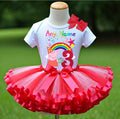 Peppa Pig Party Hat Tutu Set Girls Personalized Custom Hot Pink Red Ribbon Sewn Trim Tutu Outfit Dress Theme Cake Smash Birthday Party
