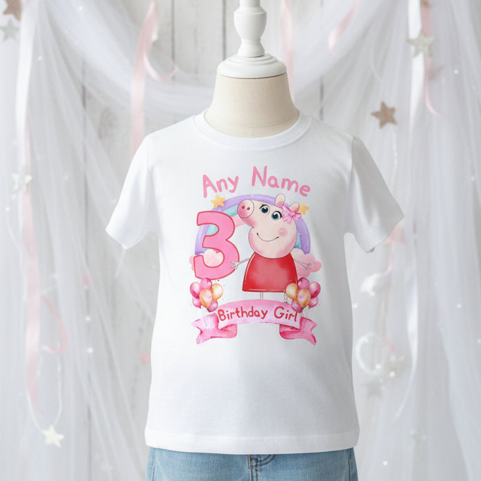 Peppa Pig Personalized Custom White T-Shirt or Onesie Theme Cake Smash Birthday Party