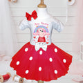 Peppa Pig Tutu Set Girls Personalized Custom Red White Polka Dots Tutu Outfit Dress Theme Cake Smash Party
