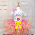 Peppa Pig Tutu Set Girls Personalized Custom Hot Pink Yellow Knots Tutu Outfit Dress Theme Cake Smash Party