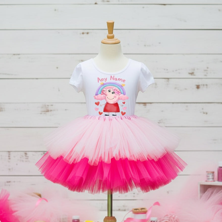 Peppa Pig Tutu Set Girls Personalized Custom Pink Hot Pink Tutu Outfit Dress Theme Cake Smash Party