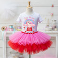 Peppa Pig Tutu Set Girls Personalized Custom Hot Pink Red Tutu Outfit Dress Theme Cake Smash Party