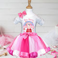 Peppa Pig Tutu Set Girls Personalized Custom Hot Pink White Pink Ribbon Tutu Outfit Dress Theme Cake Smash Party