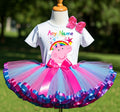 Peppa Pig Face Tutu Set Girls Personalized Custom Hot Pink Blue Purple Ribbon Sewn Trim Tutu Outfit Dress Theme Cake Smash Birthday Party