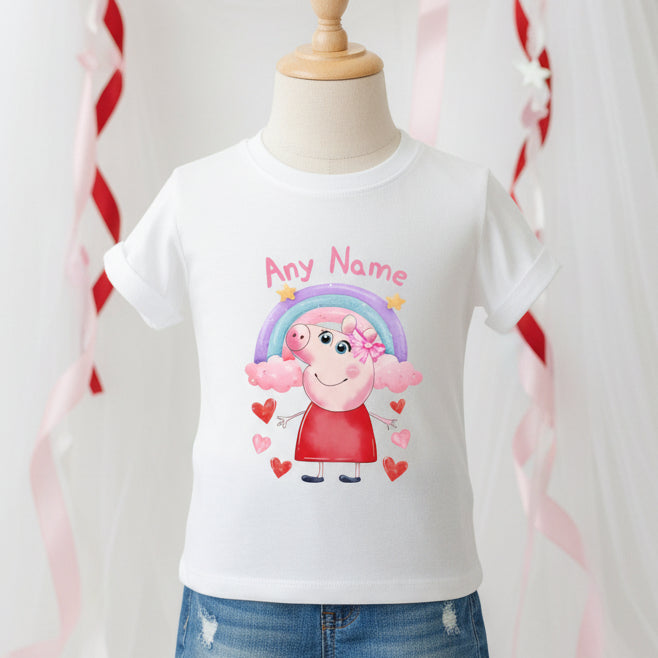 Peppa Pig Personalized Custom White T-Shirt or Onesie Theme Cake Smash Party