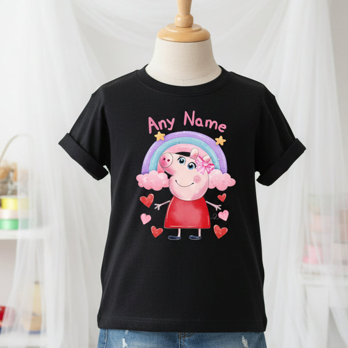 Peppa Pig Personalized Custom Black T-Shirt or Onesie Theme Cake Smash Party