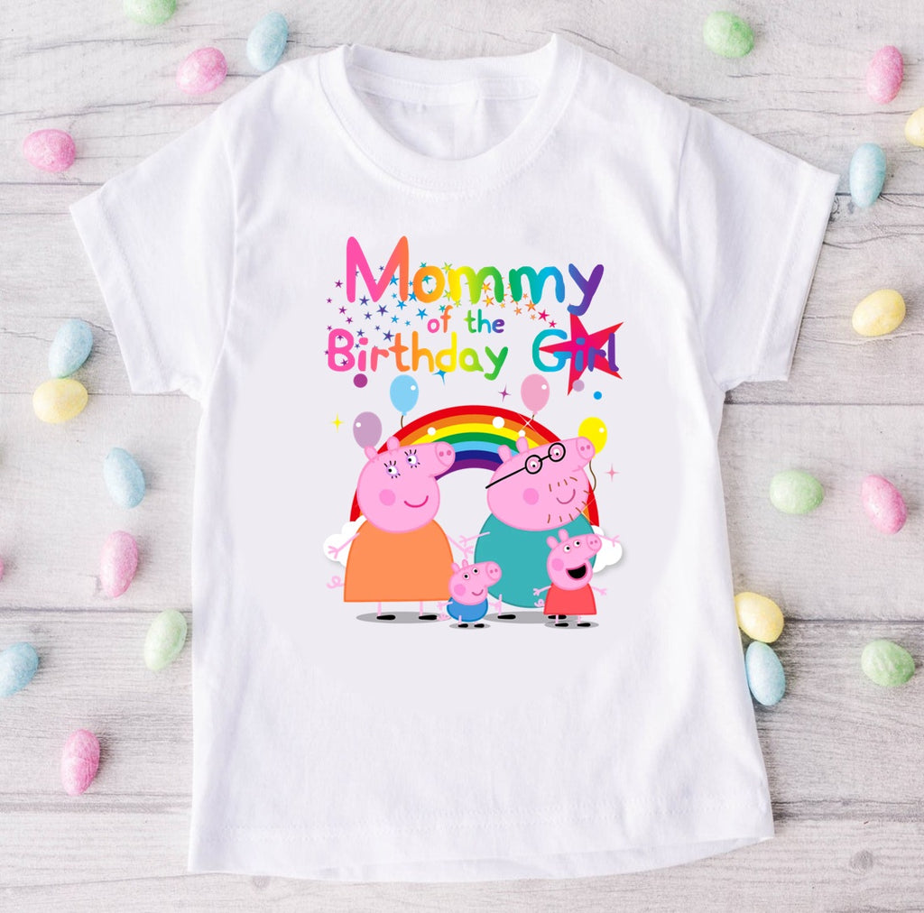 Peppa Pig Party Hat Personalized Custom White Family T-Shirt or Onesie Pack Theme Cake Smash Birthday Party